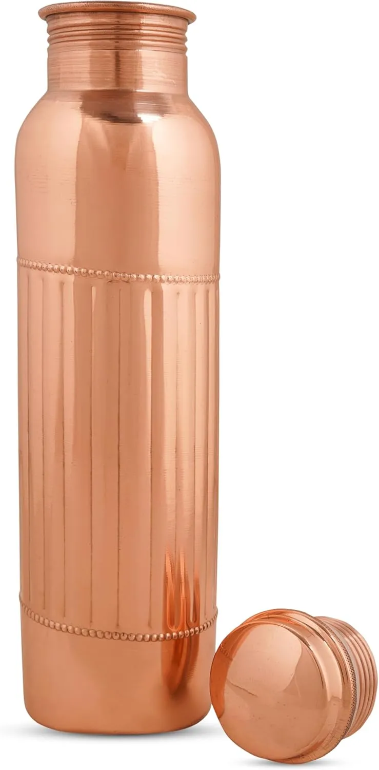 Copper Water Bottle For Drinking More Water Copper Bottles 1000 ml Alkaline Vessel With Carrying Bag For Sports, Yoga, Gym,Office,Hiking (Pack of 2, Natural Lining Bottle)