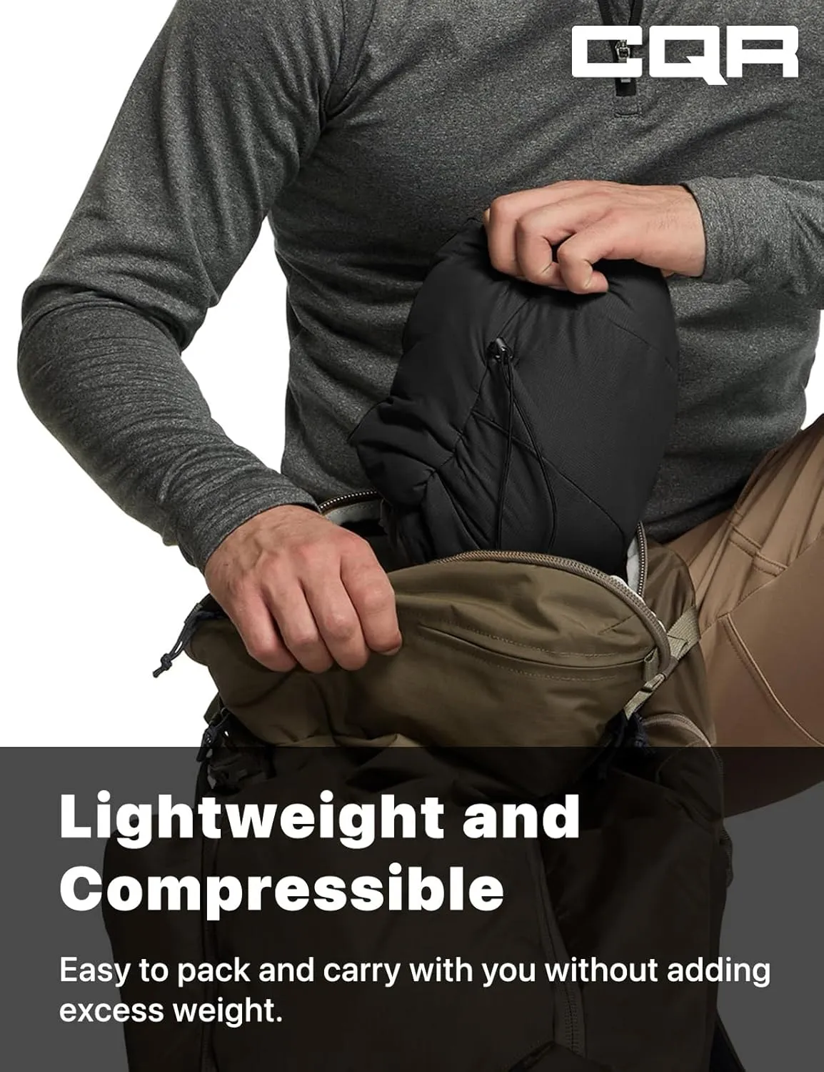 CQR Men's Insulated Hooded Tactical Jacket, Lightweight Mid-Layer Warm Hoodie, Water Resistant Full Zip Hiking Work Coat