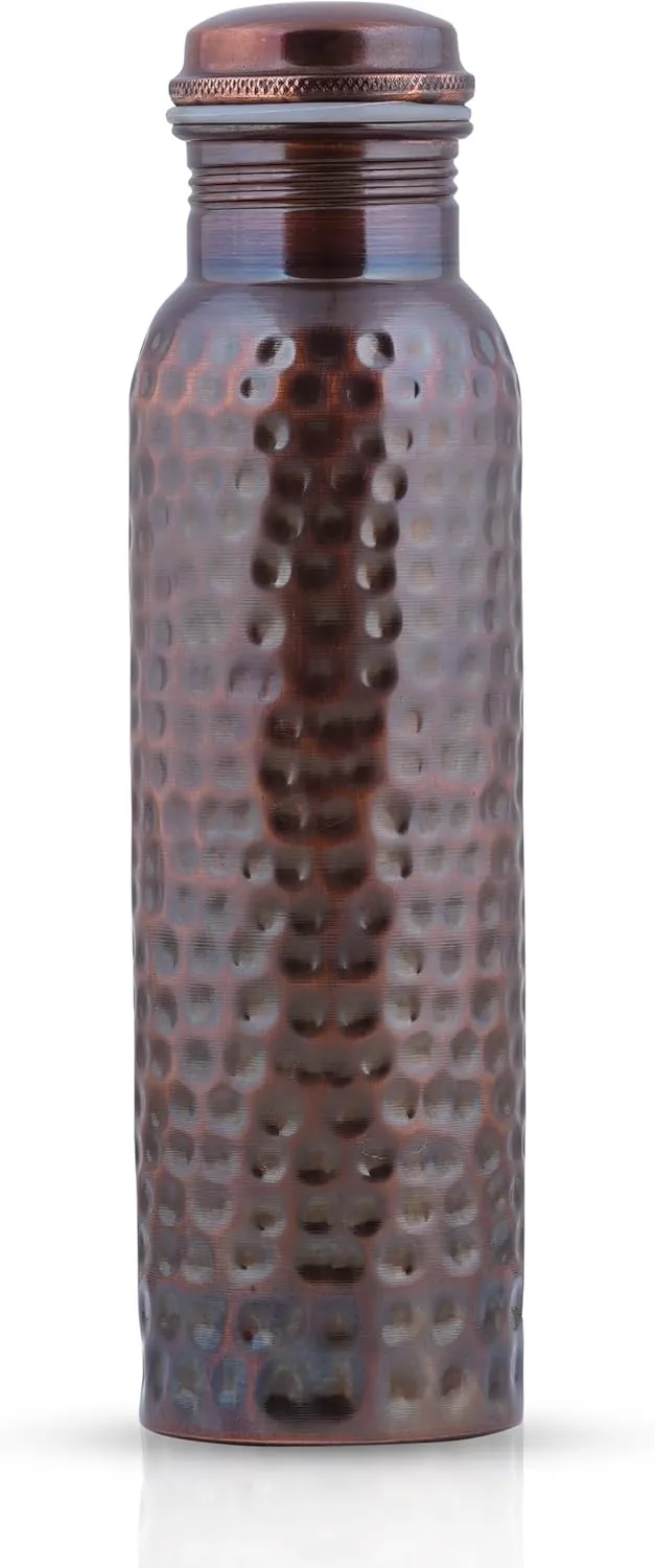 Craft Trade Pack of 2 Pure Copper Bottle with Lid and Carry Bag for Drinking Water BPA Free Leak Proof Boosts Immunity, Supports Digestive & Liver Health, Ayurveda Inspired 34oz - 1 Litre Black