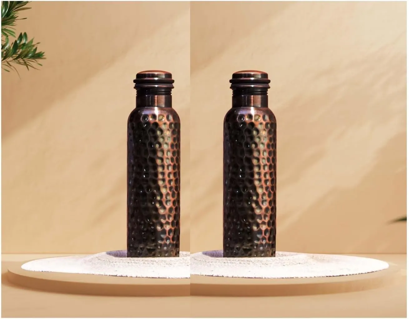 Craft Trade Pack of 2 Pure Copper Bottle with Lid and Carry Bag for Drinking Water BPA Free Leak Proof Boosts Immunity, Supports Digestive & Liver Health, Ayurveda Inspired 34oz - 1 Litre Black