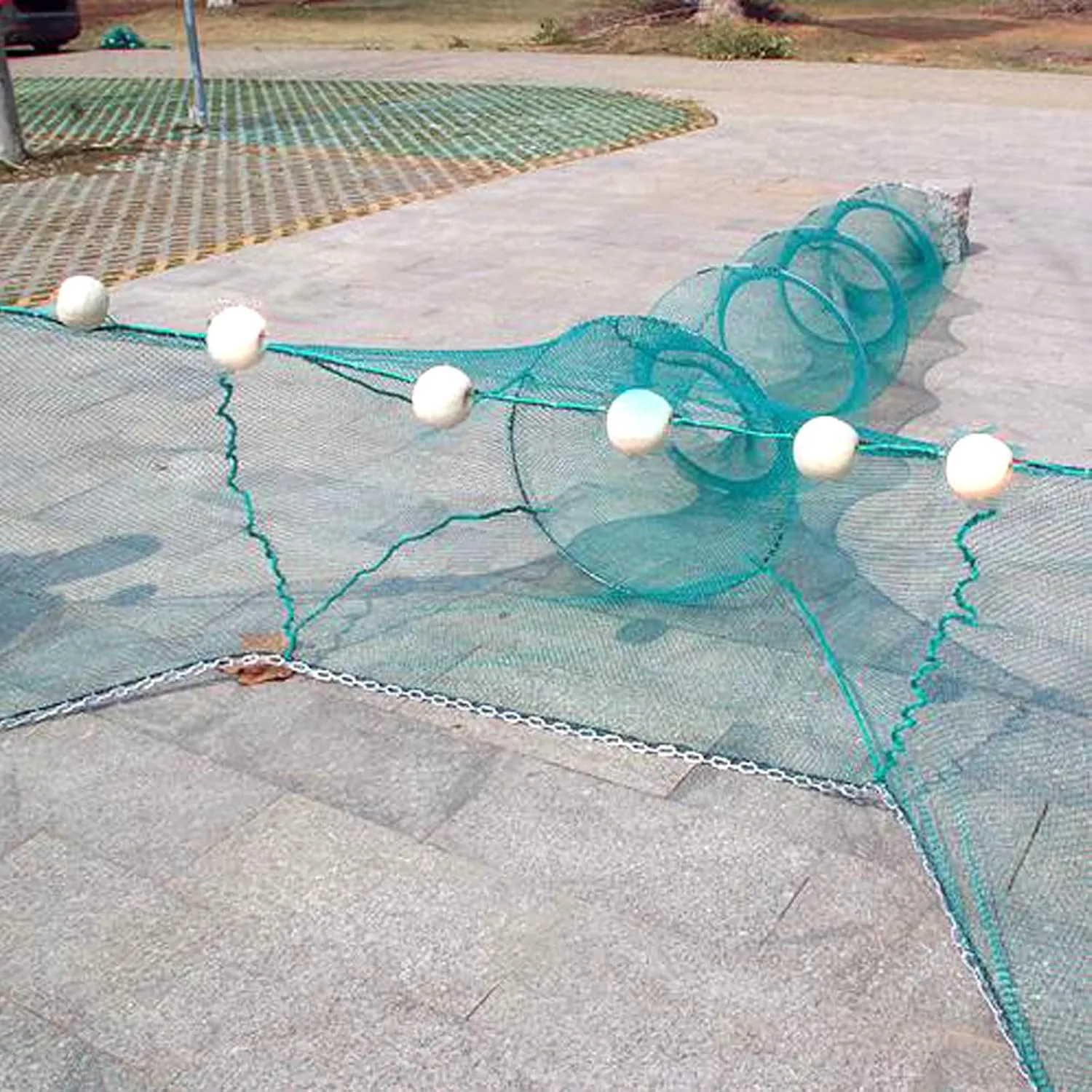 Crawfish Trap Fish Net Collapsible Portable Minnow Folded Cast Net With Float and Chain for Shrimp, Lobster, Crab