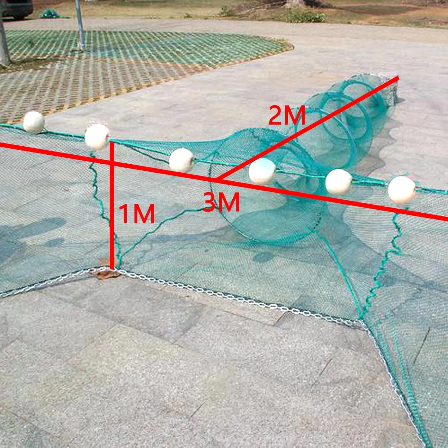 Crawfish Trap Fish Net Collapsible Portable Minnow Folded Cast Net With Float and Chain for Shrimp, Lobster, Crab