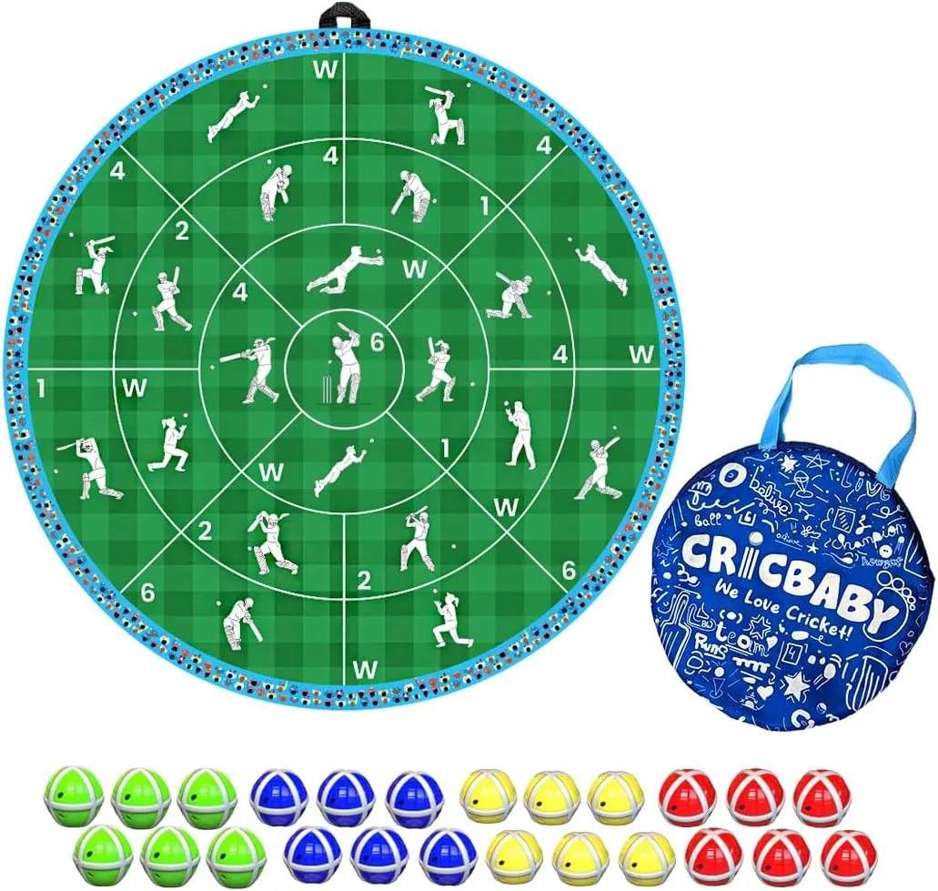 Cricket Dart Game, Double Sided, 29 inches, 24 Sticky Balls, Birthday Gifts for Boys and Girls, Gift for Cricket Lover, Play Indoor/Outdoor, Fun Party Game, Portable Design, for Ages 3-100 