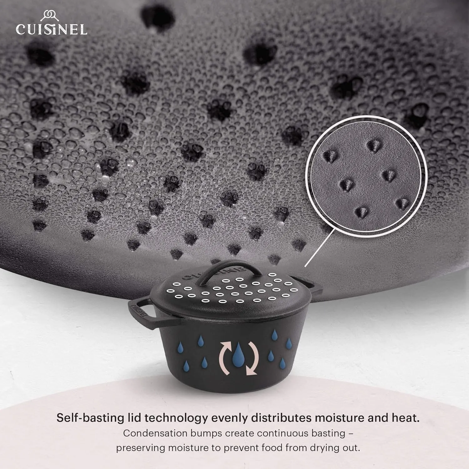 Cuisinel Cast Iron Dutch Oven - 3-Quart Deep Pot   Lid   Pan Scraper   Handle Covers - Large Pre-Seasoned Cooker for Baking Bread, Soup, Frying - Indoor/Outdoor Kitchen, Camping, Fire, BBQ Cookware