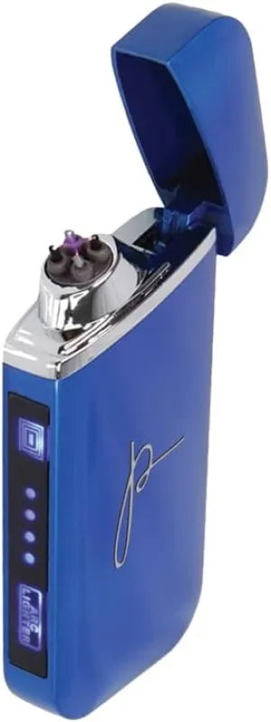 Custom Electric Lighter, USB Rechargeable Candle Lighter, Reusable Electric Lighter with Charger for Indoor and Outdoor, Camping Essential for Men and Women, Engravable Designs (Blue)