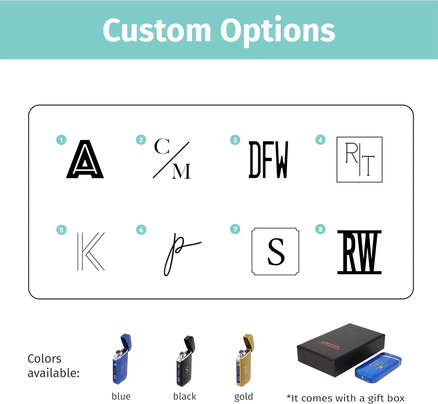 Custom Electric Lighter, USB Rechargeable Candle Lighter, Reusable Electric Lighter with Charger for Indoor and Outdoor, Camping Essential for Men and Women, Engravable Designs (Blue)