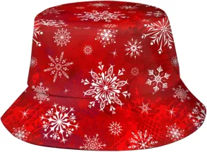 Cute Red Plaid Christmas Bucket Hat Packable Fashion Fishing Hat Beach Hat Cap for Teen Girls Women Men