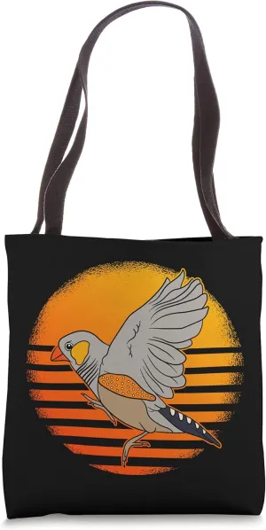 Cute Zebra Finches Summer Retro Sunset Zebra Finch Tote Bag