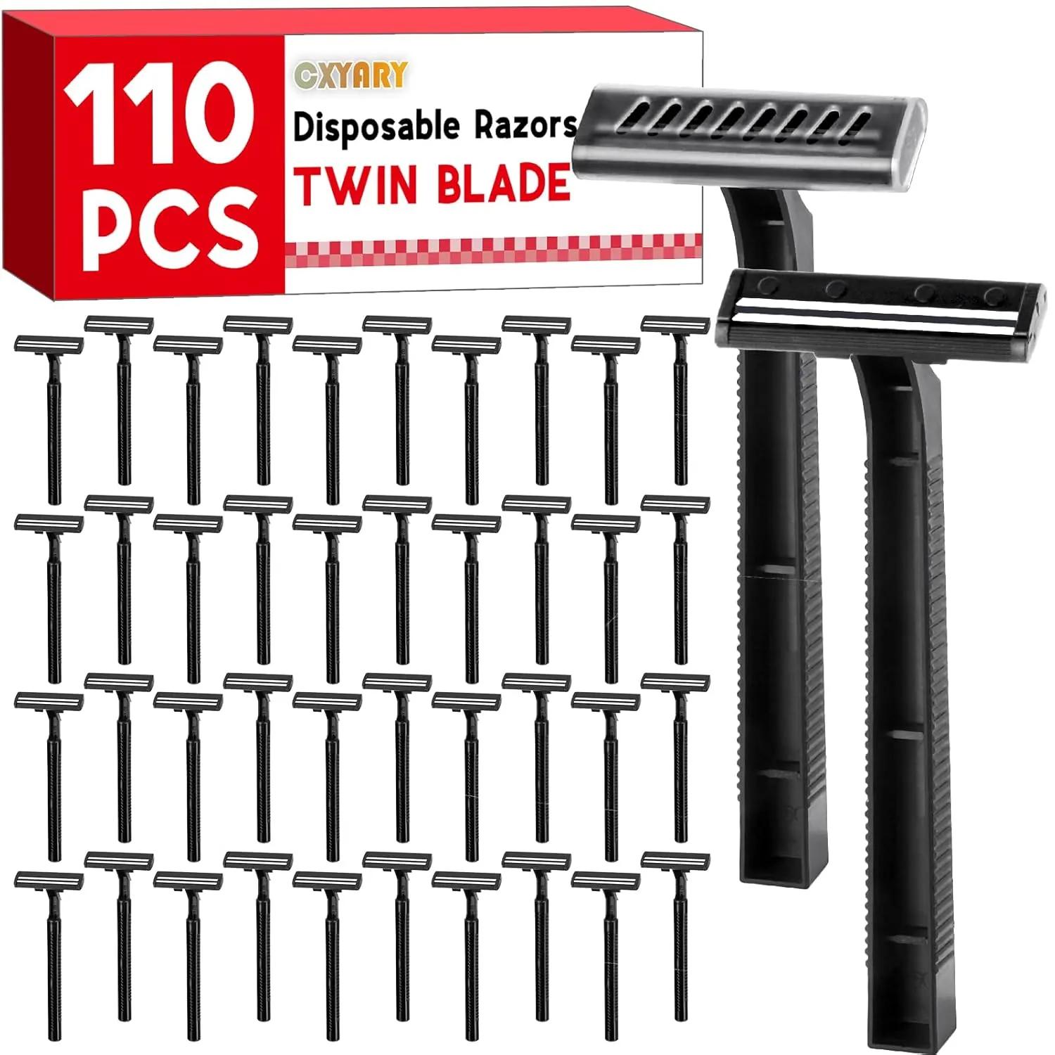 CXYARY 110 Pcs Twin Blade Disposable Razors With Clear Safety Cap, Father's Day, Shaving Razors Bulk for Men &Women, Stainless Steel Blade, Multipurpose Portable Shave Razor for Bathing Hotel Travel