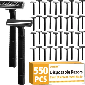 CXYARY 550 Pcs Twin Blade Disposable Razors With Clear Safety Cap, Father's Day, Shaving Razors Bulk for Men &Women, Stainless Steel Blade, Multipurpose Portable Shave Razor for Bathing Hotel Travel
