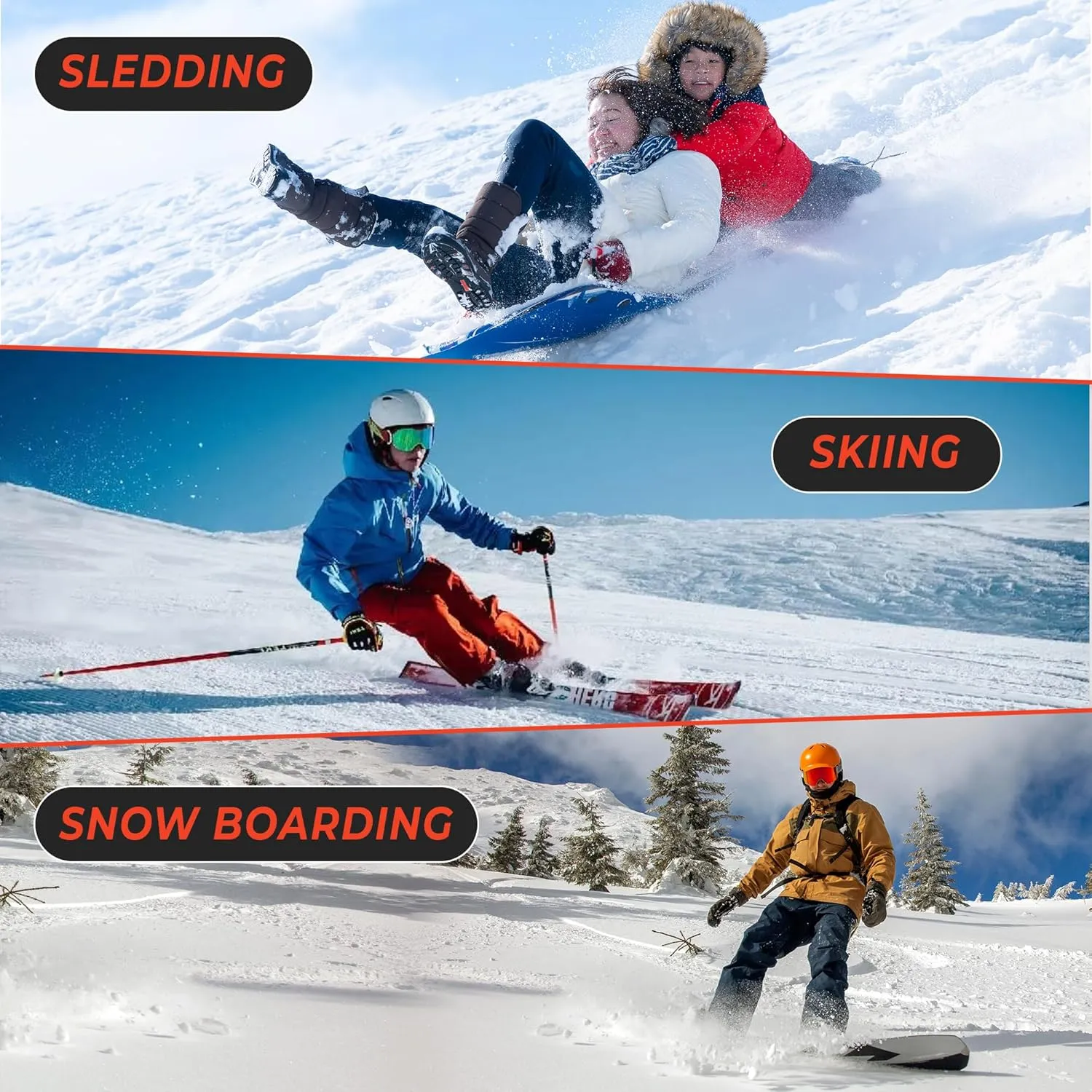 Daniel Smart Ski Mittens for Men and Women - Waterproof Winter Gloves - Snow Mitts for Cold Weather and Outdoor Activities.