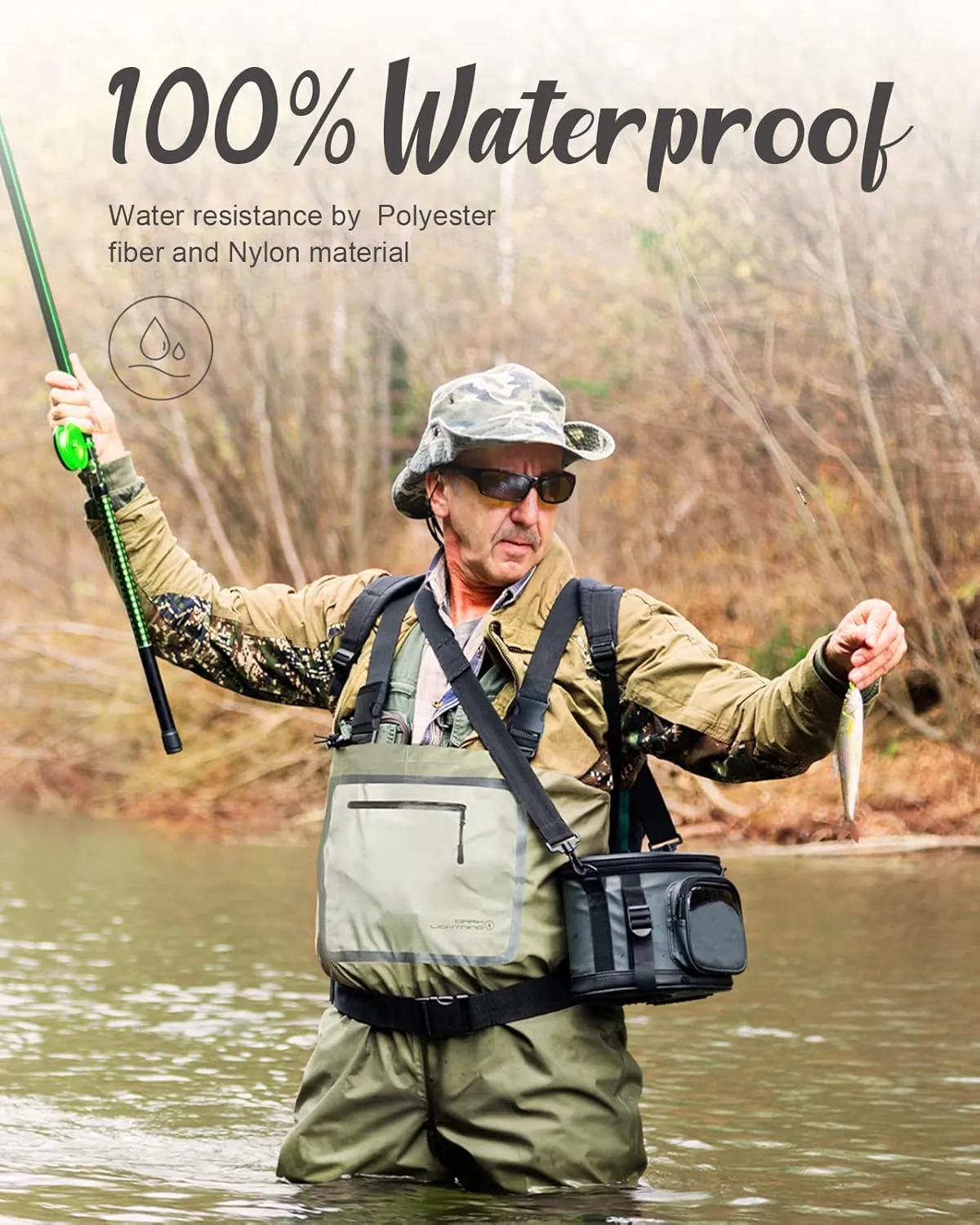 Dark Lightning Breathable Insulated Chest Waders, Perfect for 4 Seasons Fly Fishing Stocking Foot Waders for Men and Women