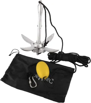 DasMarine Galvanized 3.3Ibs Kayak Anchor Kit with 40 ft Marine Rope,Buoy,Foldable Storage Bag,Foldable Grappling Hook for Fishing Kayak Boating
