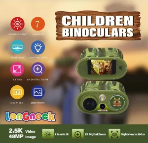 Day and Night Vision Binoculars for Kids, Toddler IR Googles,Birthday Gifts for Toddler Boys 6-12 Years, Digital Night Vision Goggles for Kids, Binoculars 8-12 Years