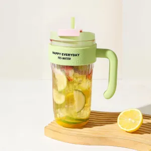 DEARART Clear Water Bottle with Straw & Nozzle, Leak-proof BPA FREE, Wide Neck Easy Clean, Suitable for Office, Sports, School, Travel, Gym, Yoga, 31oz (920ml), Green
