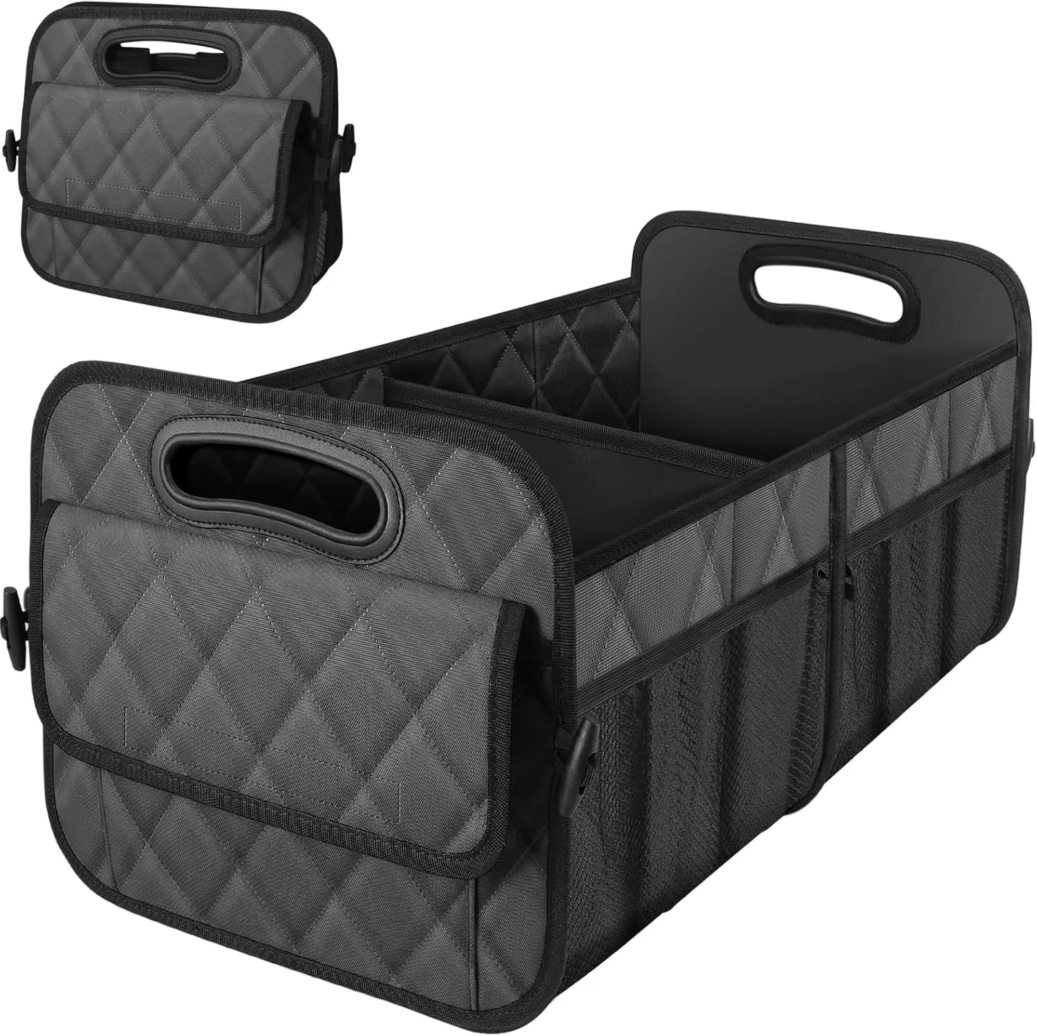 Deelsk Car Trunk Organizer and Storage - 6 Big Pockets, Waterproof Polyester Trunk Organizer for SUV/Minivan/Truck - Large, Charcoal