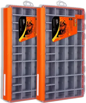 Deluxe Fishing Tackle Box, Waterproof 3600 and 3700 Tackle Trays, Organizer with Removable Dividers, Sealed Lure Box and Terminal Tackle Storage (2, 3700 Orange)
