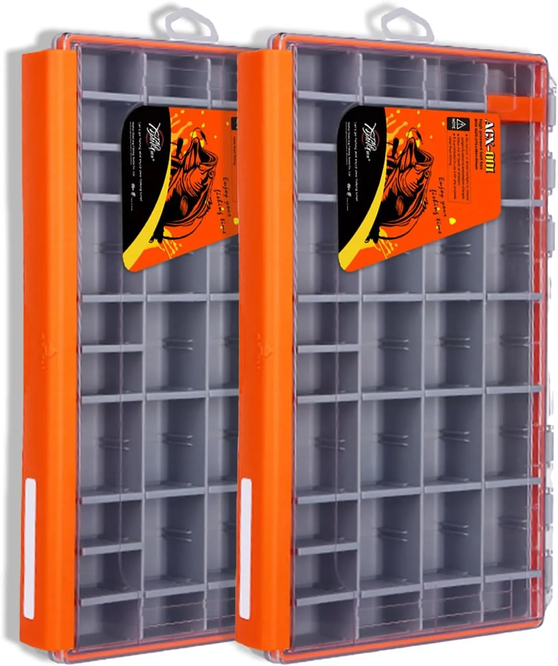 Deluxe Fishing Tackle Box, Waterproof 3600 and 3700 Tackle Trays, Organizer with Removable Dividers, Sealed Lure Box and Terminal Tackle Storage (2, 3700 Orange)