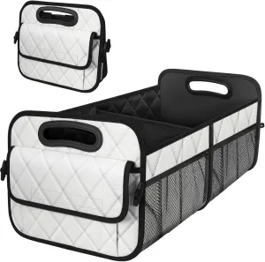 Deosk Trunk Organizer with 6 Pockets - Car Storage Accessory for SUVs, Minivans, and Trucks - 50L Waterproof Polyester (Medium, Beige)