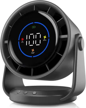 Desk Fan, Quiet Wall-Mounted Table Fan with Turbo Airflow, 100-Speed Digital Display & 105° Adjustable Tilt, 7.5-inch， Rechargeable Battery for Home, Office, Travel Grey