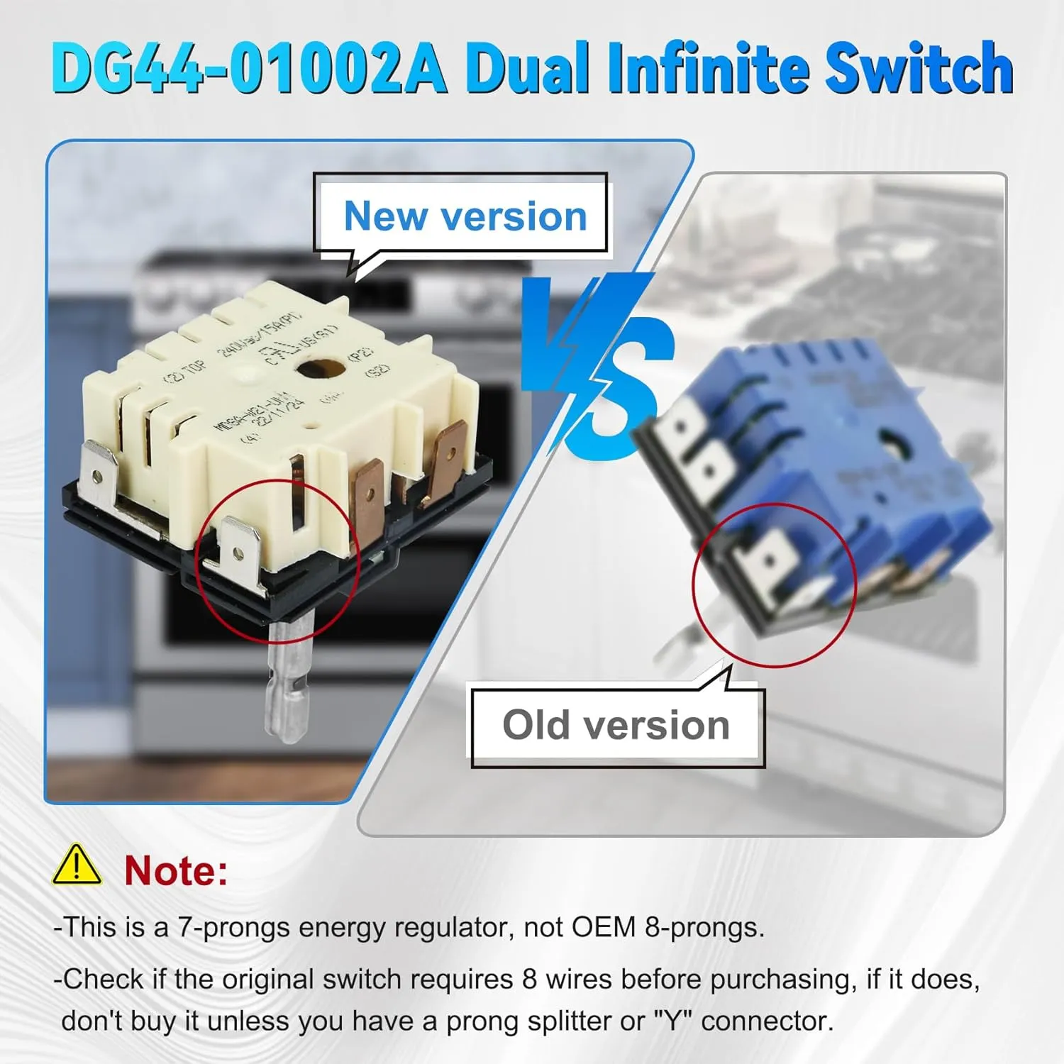 DG44-01002A Dual Infinite Stove Control Switch Compatible with Samsung Range Burner FCQ3 / FE71 / FER3 / FTQ3 / NE59, Replace for AP4337066, 2087510, MDSA-W21-SKM, MDSA-W888-UNM