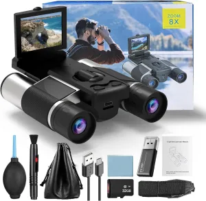 Digital Binoculars with 40MP Camera | 10x Optical Zoom | 8X Digital Zoom | 2.5K Videos | HD Quality | Ideal for Concerts, Bird Watching, and Outdoor Adventures （Black）