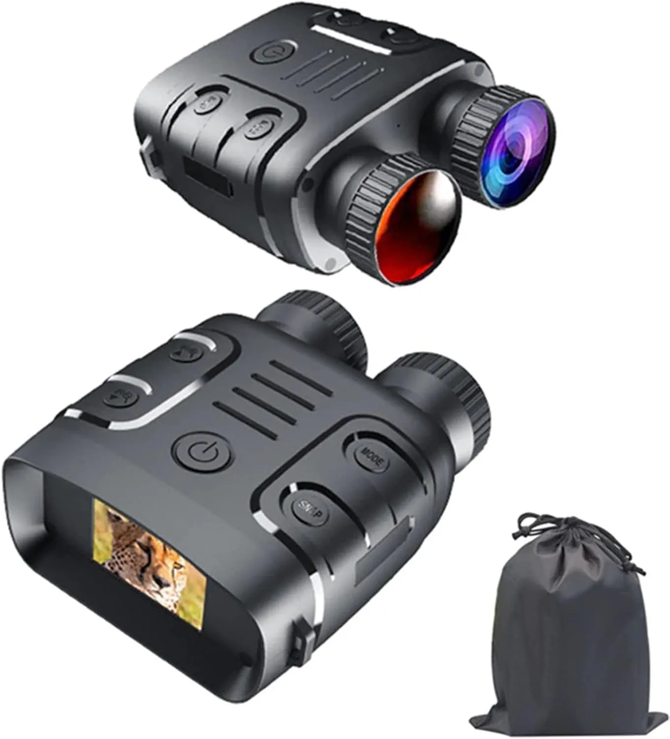Digital Night Vision Monoculars, HD Night Vision Binoculars Level 7 Infrared 5X Digital Zoom Telescope Night Goggles for Hunting Camping Surveillance (Size : Add Anti-Water Bag)