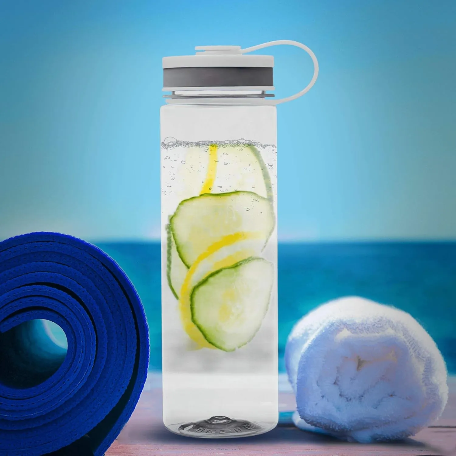 DISCOUNT PROMOS Wide Mouth Water Bottles 26 oz. Set of 10, Bulk Pack - BPA Free, Great for Gym, Camping, Backpacking, School - Clear