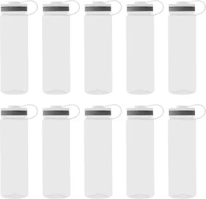 DISCOUNT PROMOS Wide Mouth Water Bottles 26 oz. Set of 10, Bulk Pack - BPA Free, Great for Gym, Camping, Backpacking, School - Clear