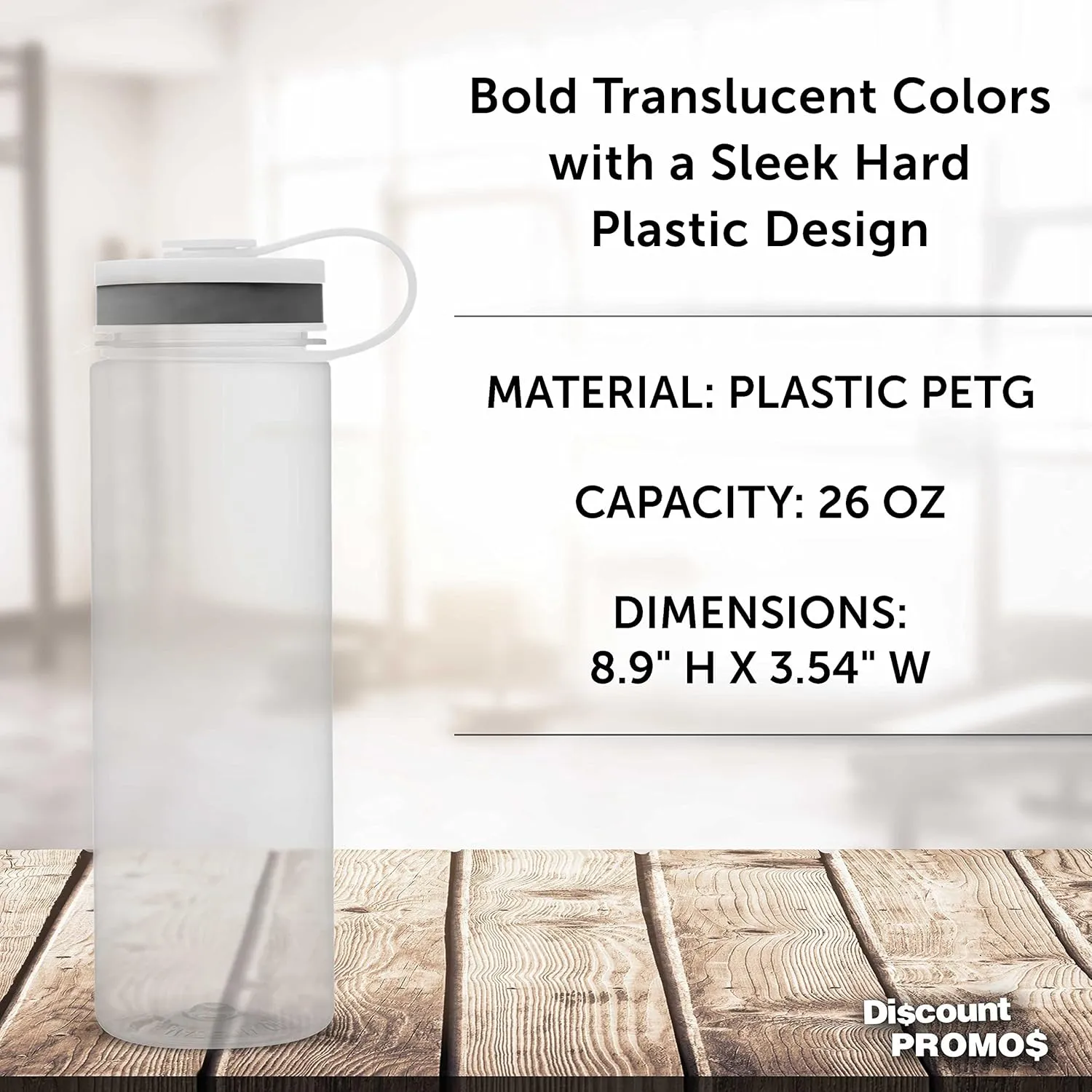 DISCOUNT PROMOS Wide Mouth Water Bottles 26 oz. Set of 10, Bulk Pack - BPA Free, Great for Gym, Camping, Backpacking, School - Clear