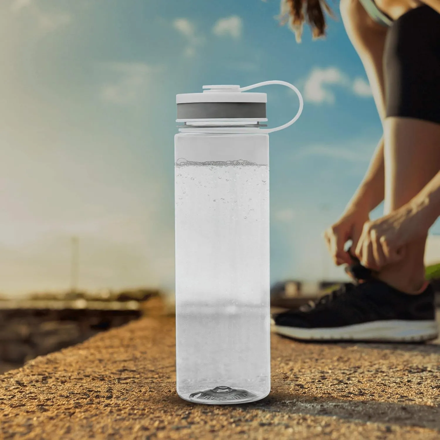 DISCOUNT PROMOS Wide Mouth Water Bottles 26 oz. Set of 10, Bulk Pack - BPA Free, Great for Gym, Camping, Backpacking, School - Clear