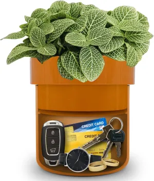 Diversion Safe, Secret Hidden Key Safe Lock Box, Flower Pot Key Holder for Outdoor, Garden, Home, Office, Yard Hiding Vault Cash, Plants Not Include (Matte Terracotta)