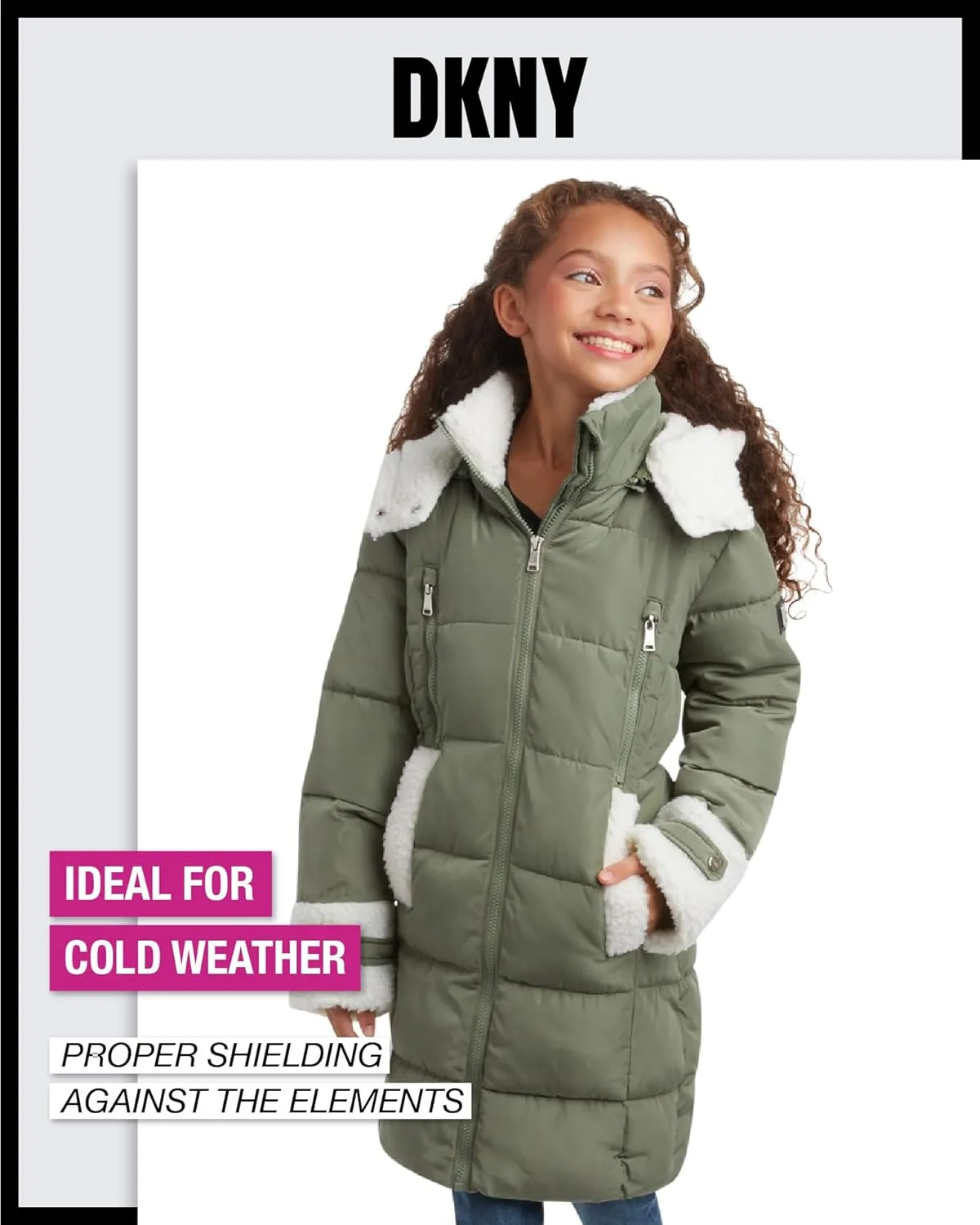 DKNY Girls’ Winter Jacket – Full Length Heavyweight Quilted Puffer Parka – Insulated Water Resistant Coat for Girls (7-16)