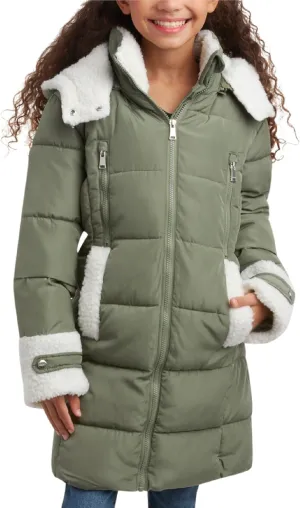 DKNY Girls’ Winter Jacket – Full Length Heavyweight Quilted Puffer Parka – Insulated Water Resistant Coat for Girls (7-16)