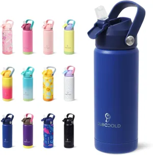 DLOCCOLD 18oz Kids Insulated Water Bottle with Leak Proof Straw Lid, Double Wall Vacuum Stainless Steel Water Bottle with Silicone Boot, Reusable Tumbler for Travel, Boys, Girls