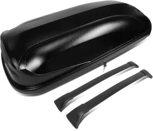 DNA MOTORING Rooftop Cargo Box Carrier Compatible with 17-18 Mazda CX-5, Lockable Waterproof Hard Shell Top Mount Carrier w/Lock Keys   Pair Aluminum Roof Rail Cross Bars, Black, PT-ZTL-8090-BK