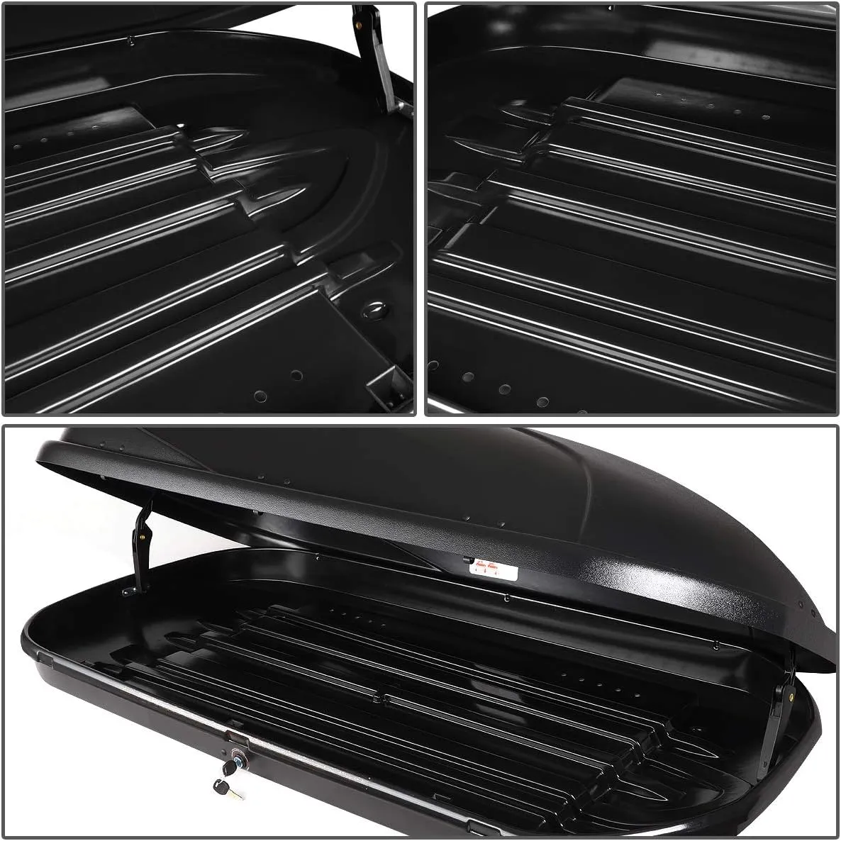 DNA MOTORING Rooftop Cargo Box Carrier Compatible with 17-18 Mazda CX-5, Lockable Waterproof Hard Shell Top Mount Carrier w/Lock Keys   Pair Aluminum Roof Rail Cross Bars, Black, PT-ZTL-8090-BK