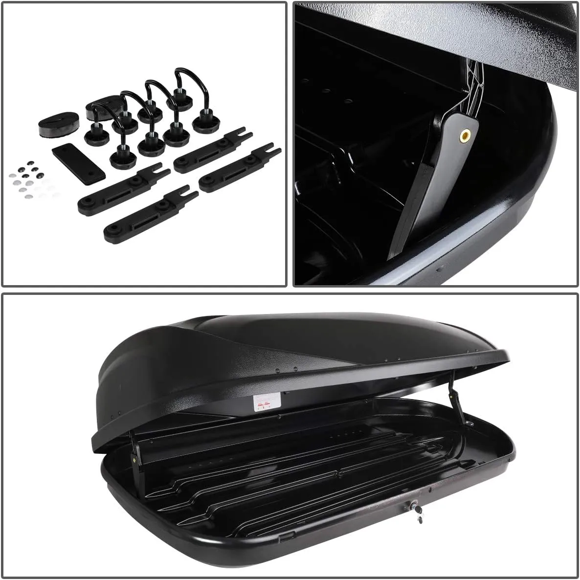 DNA MOTORING Rooftop Cargo Box Carrier Compatible with 17-18 Mazda CX-5, Lockable Waterproof Hard Shell Top Mount Carrier w/Lock Keys   Pair Aluminum Roof Rail Cross Bars, Black, PT-ZTL-8090-BK