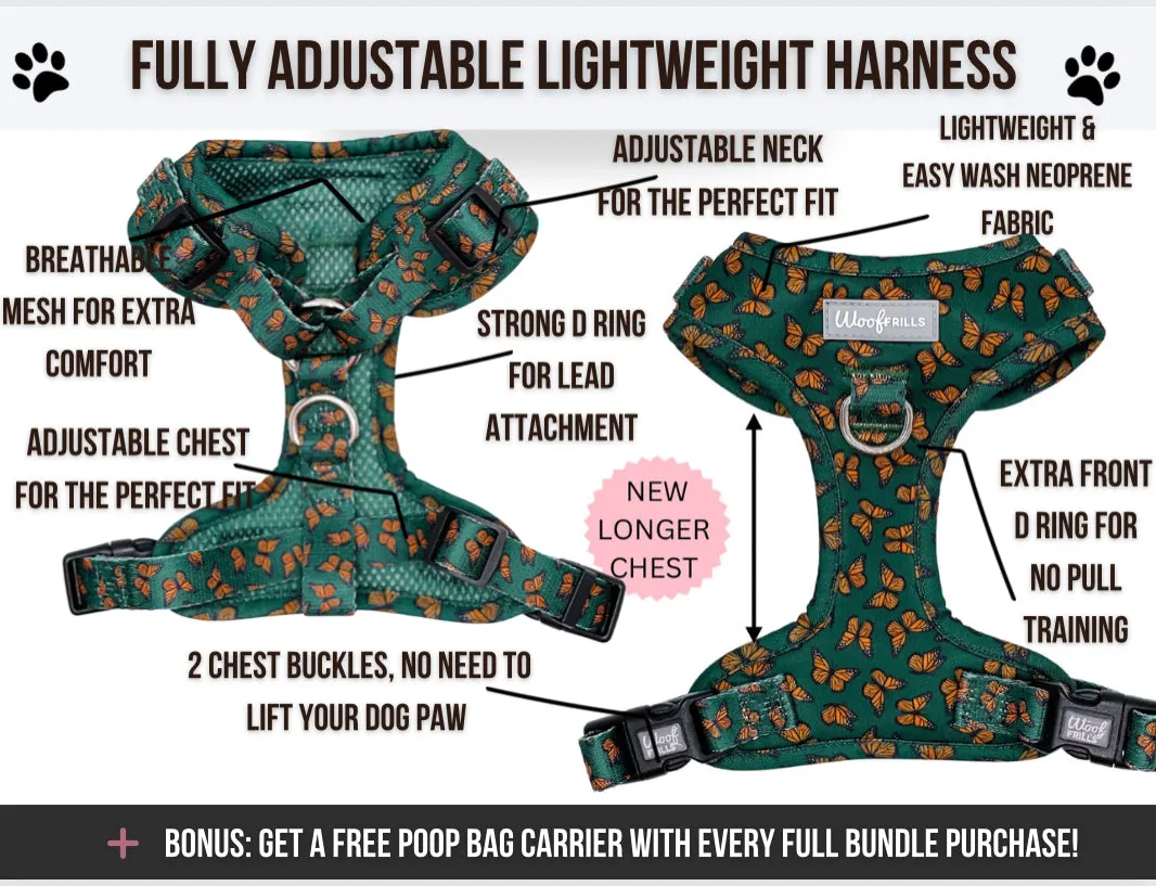 Dog harness, Dog collar and lead set | BUNDLE OF YOUR CHOICE | Pupperfly Frills