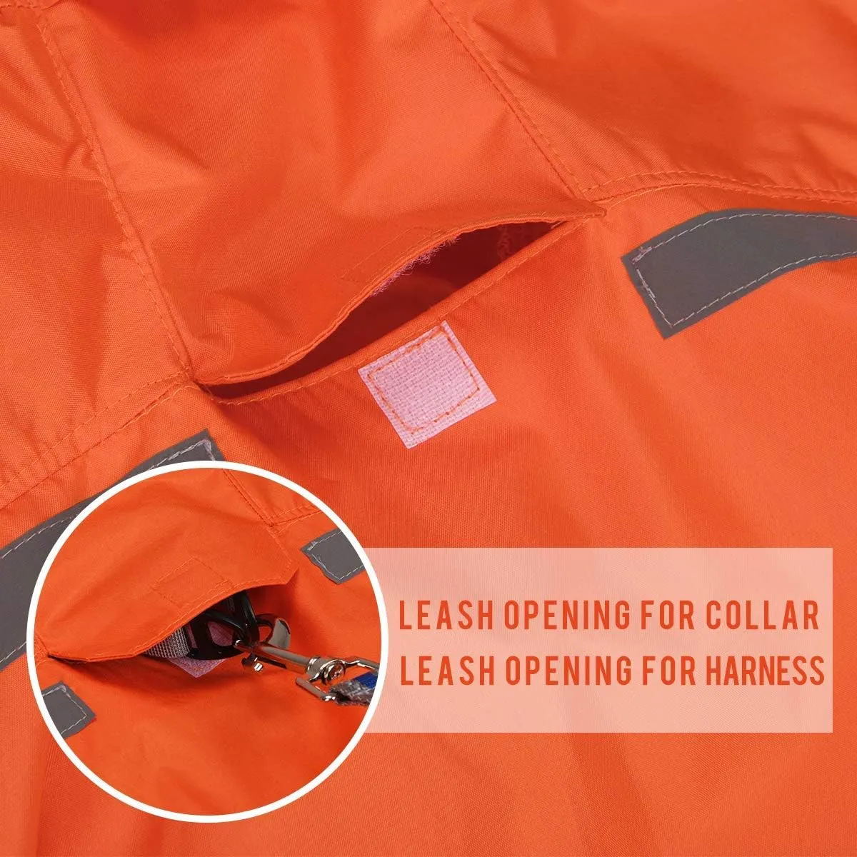 Dog Raincoat with Adjustable Belly Strap and Leash Hole - Hoodie with Reflective Strip - Waterproof Slicker Lightweight Breathable Rain Poncho Jacket for Medium Large Dogs - Easy to Wear, Orange 4XL