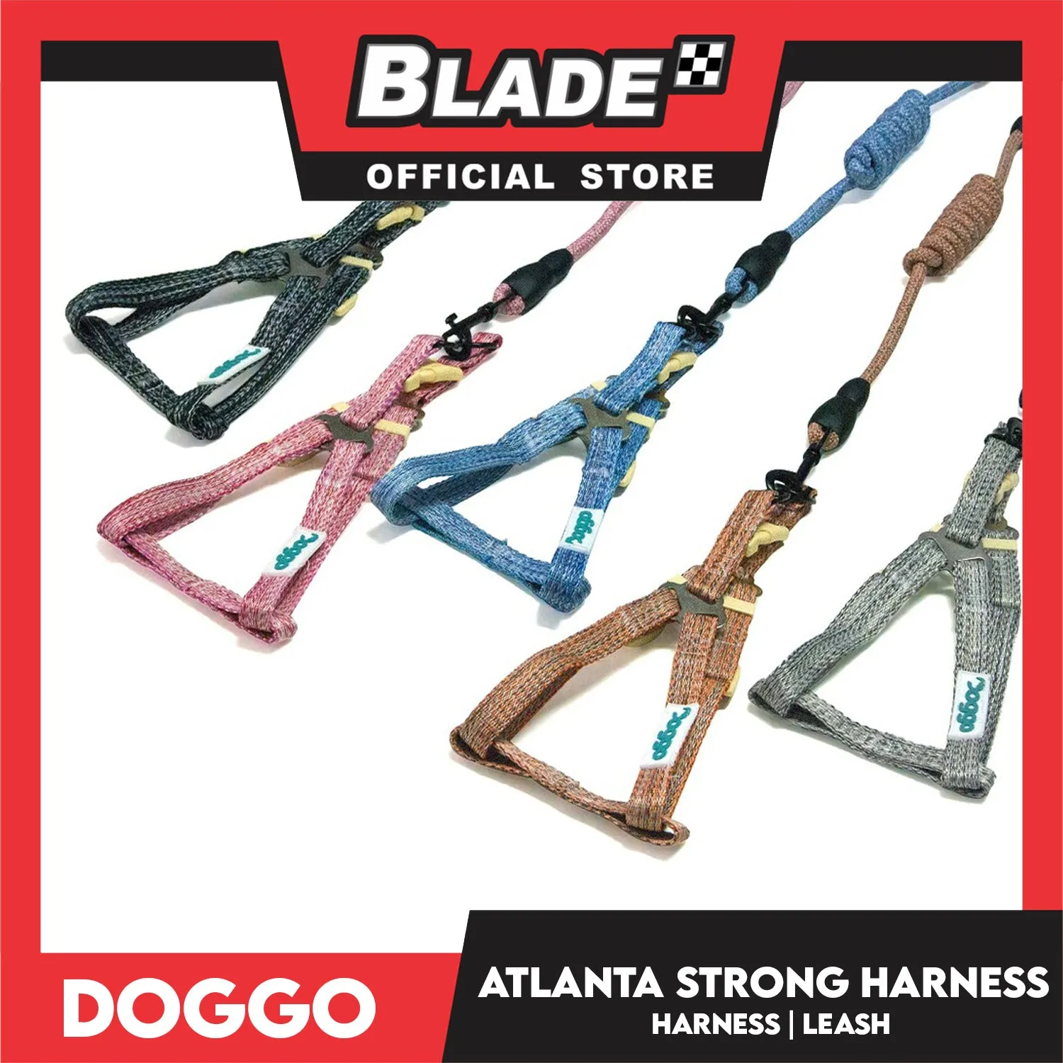 Doggo Atlanta Strong Harness and Leash Set Large (Orange)