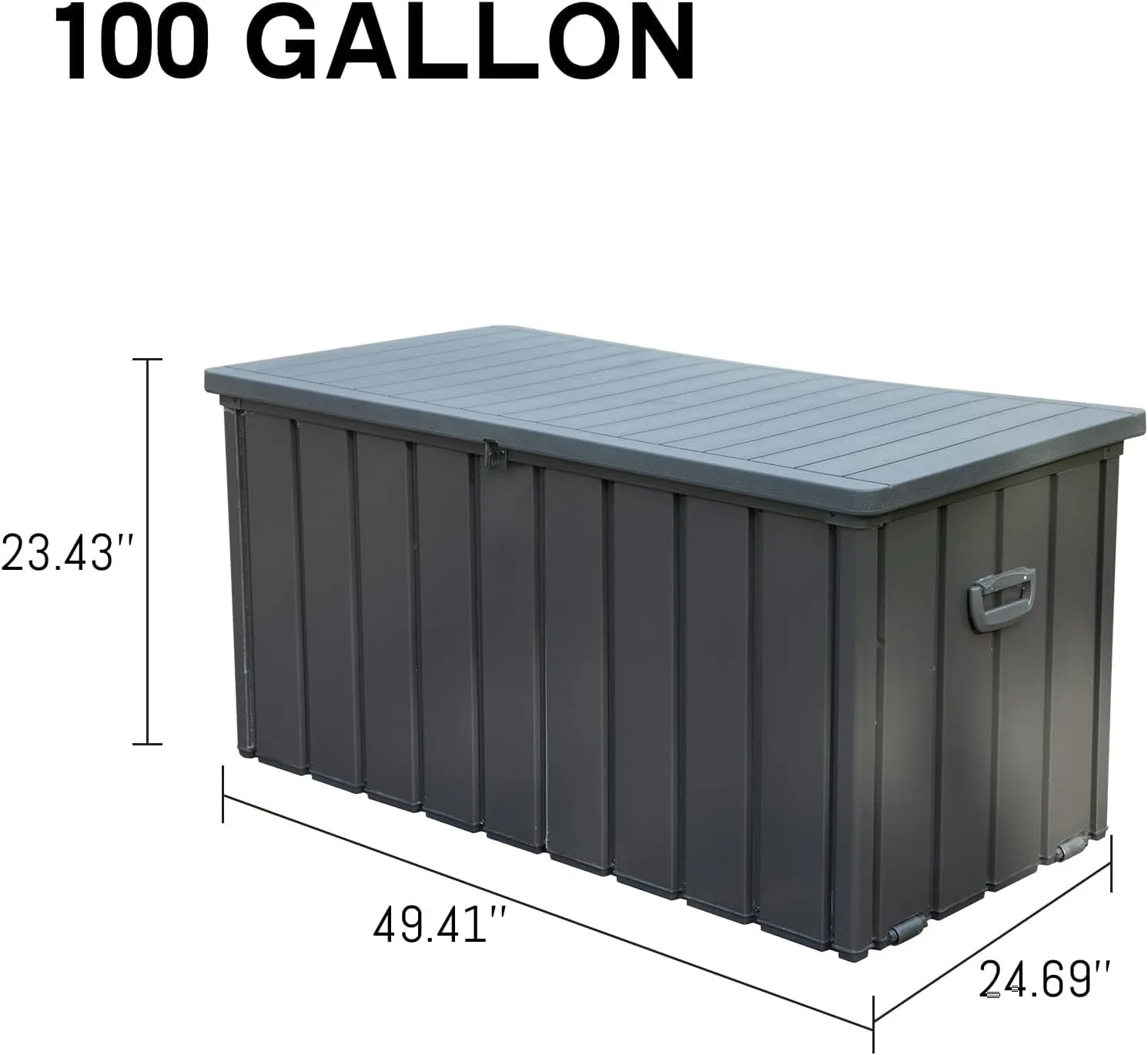 Domi Outdoor Deck Box 100 Gallon, Waterproof Lockable Steel Outdoor Storage Container for Outside Cushions, Garden Tools and Pools Equipment, Gray