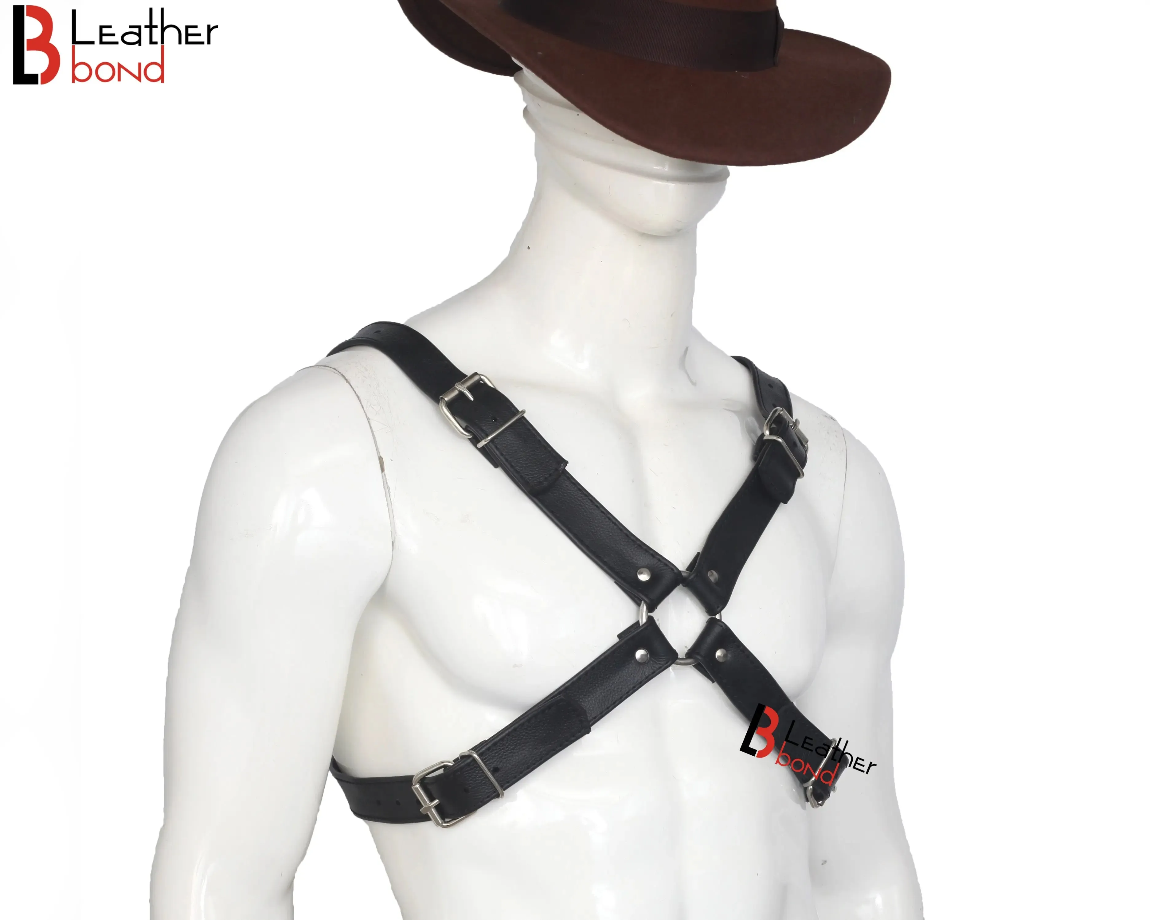 Double Folded Real Cowhide Leather Harness for Men Cross shape Chest Harness Shoulder Harness Men Fetish Wear