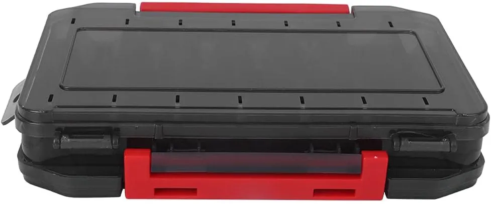 Double-Sided Fishing Lure Hook Tackle Box,Visible Hard Plastic Clear Fishing Lure Bait Squid Jig,Multifunction PVC Double Layer Lure Tool Storage Box Fishing Bait Accessory Gray(Lure Box)