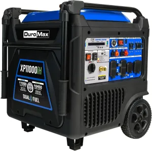 DuroMax XP11000iH 11,000-Watt Dual Fuel Portable Digital Inverter Generator - Gas & Propane, Remote Electric Start, Transfer Switch Ready, RV & Emergency Ready