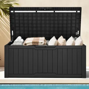 DWVO 120 Gallon Large Deck Box, Outdoor Lockable Storage Bin for Gardening Tools, Patio Cushions, Waterproof and UV Resistant Resin (Black)