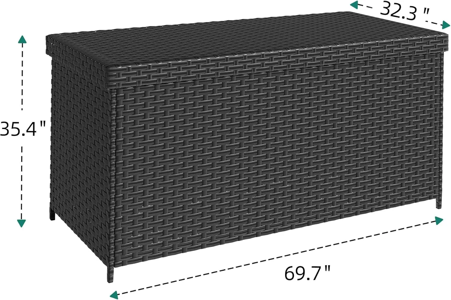 DWVO 260Gal XXL Outdoor Storage Box | All-Weather PE Wicker Deck Box with Waterproof Inner Bag & Elevated Feets | Patio, Pool, Garden Tools Container (Black)