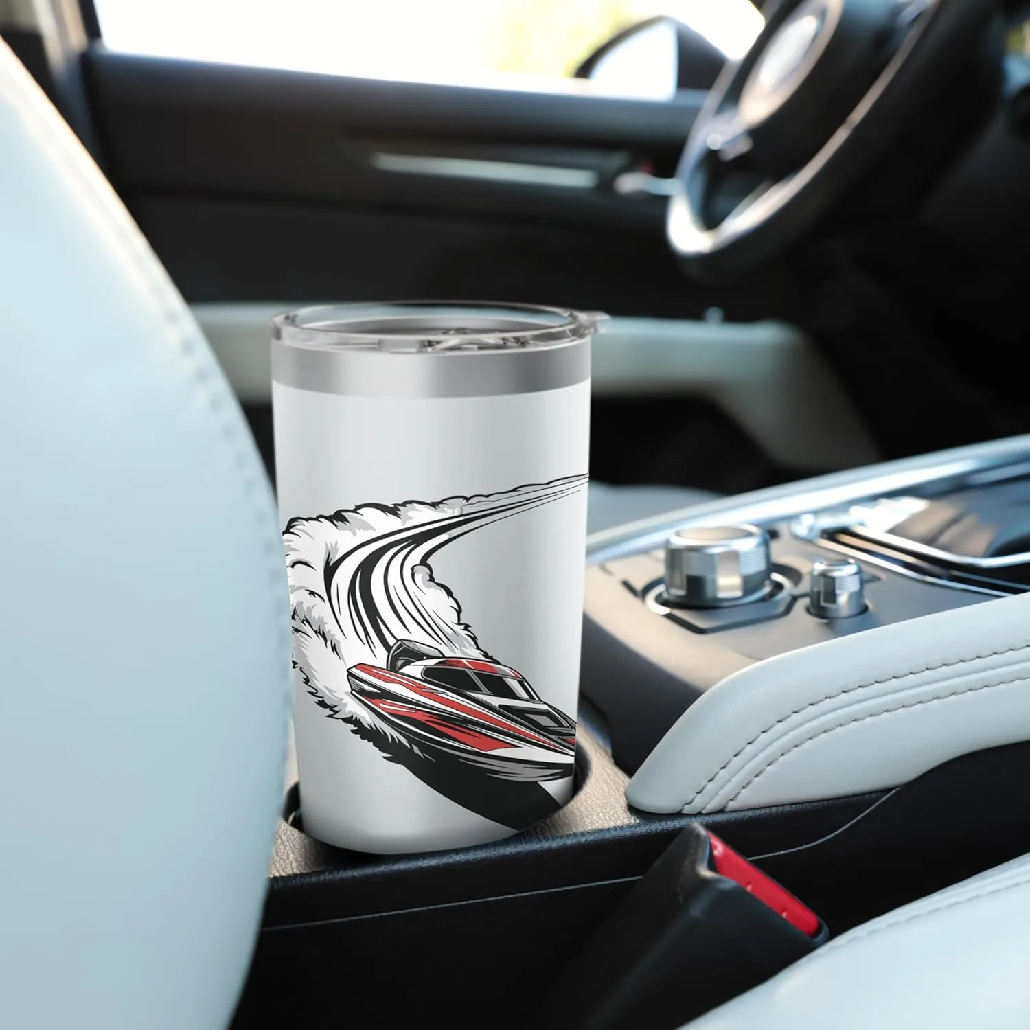 Dynamic Speedboat Racing Water Spray Motion Stainless Steel Insulated Tumbler