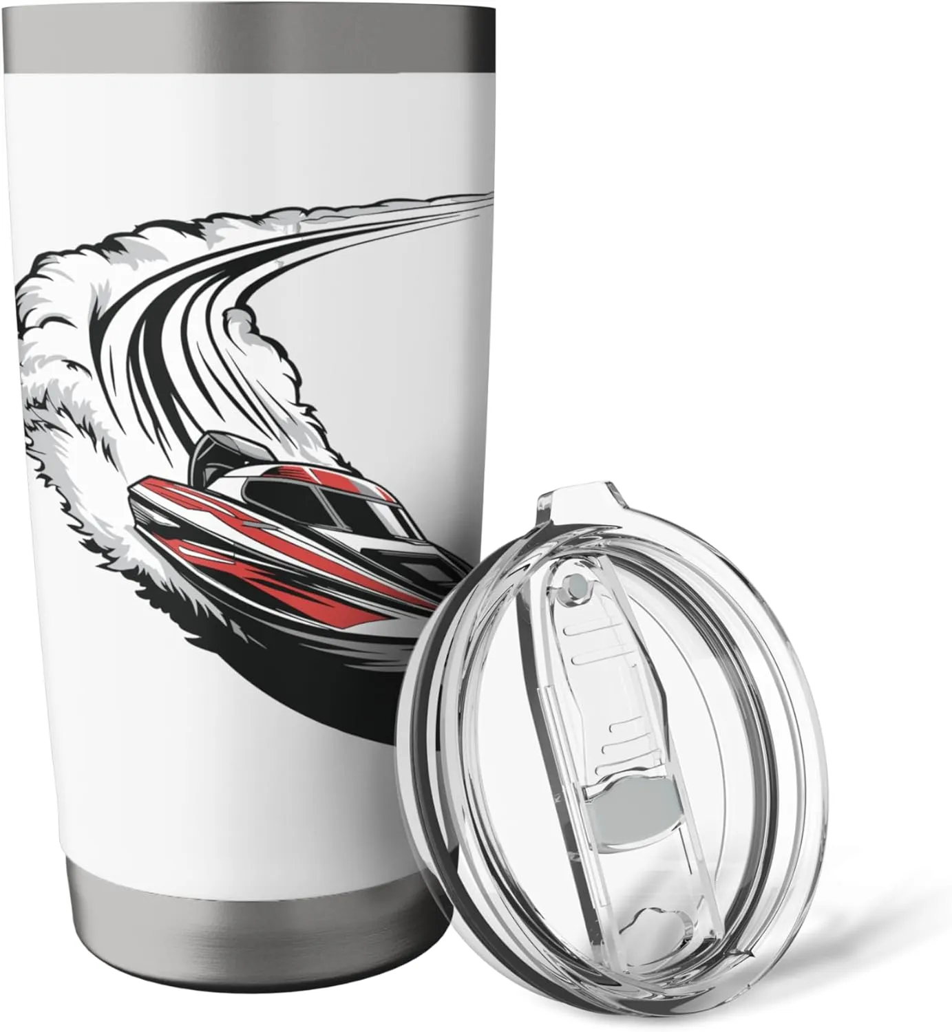 Dynamic Speedboat Racing Water Spray Motion Stainless Steel Insulated Tumbler