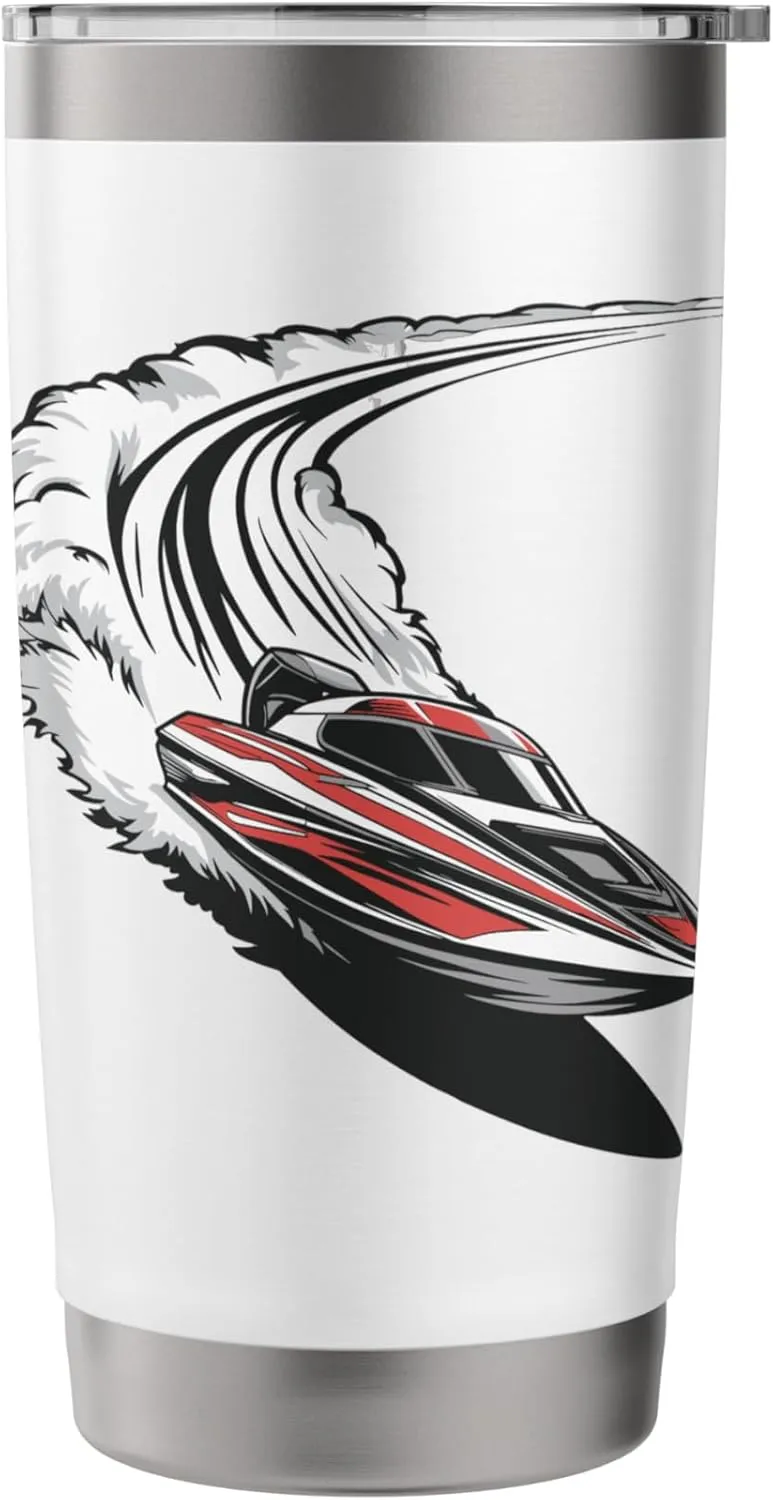Dynamic Speedboat Racing Water Spray Motion Stainless Steel Insulated Tumbler